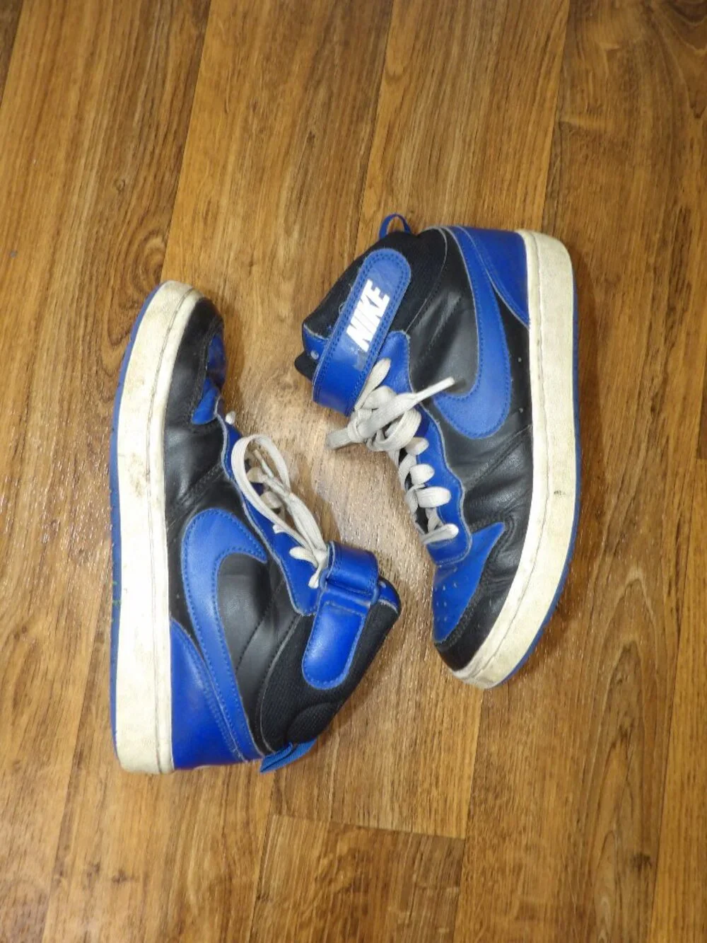 Nike Court Borough Mid 2 GS Black Game Royal High Top Sneakers Size 4.5
